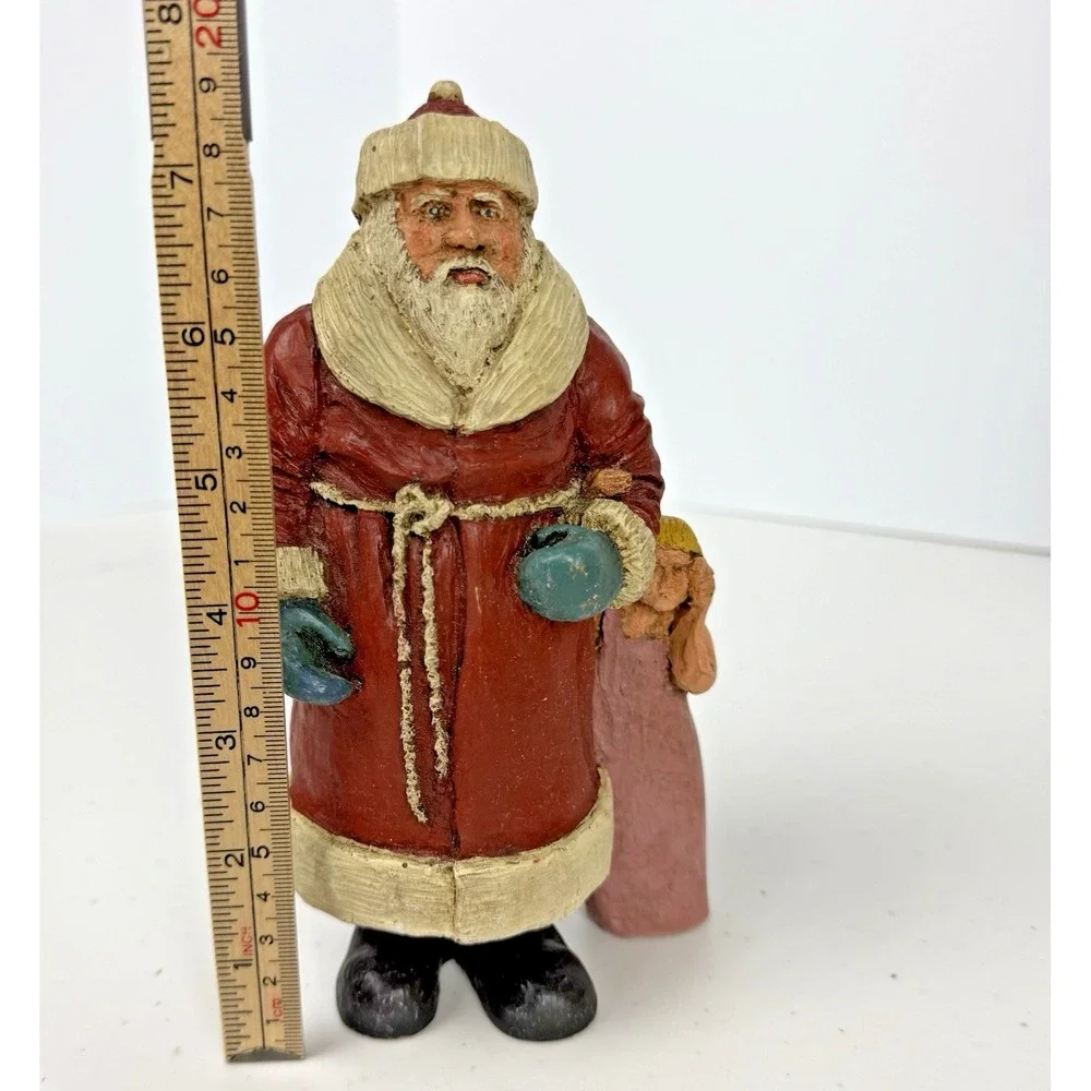 Vintage 1988 D. De La Ronde Folk Art Christmas Santa Claus‎ And Girl Signed